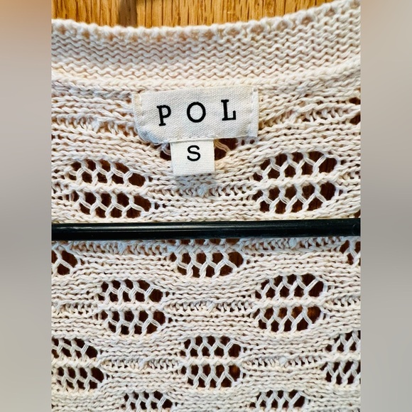 POL Crochet Open-Front Cardigan in Ivory - Picture 3 of 6